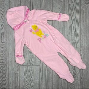 Disney Baby Winnie The Pooh Hooded Zip Up Pink Pajama sleepwear One Piece 6-9m